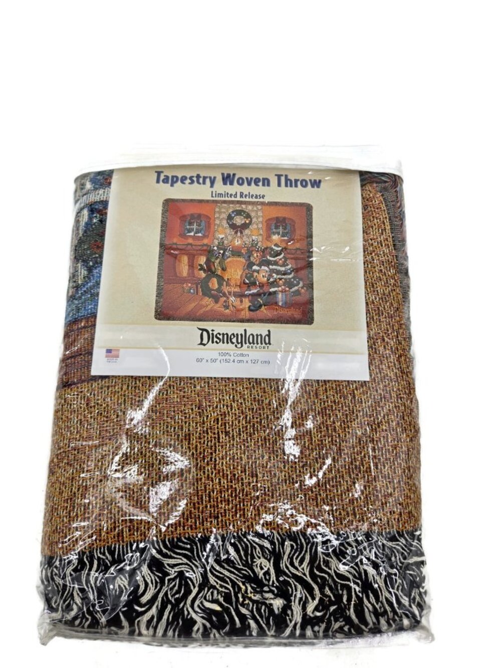 New Disneyland Tapestry Woven Throw 60x50 Christmas Santa Mickey Pluto Blanket